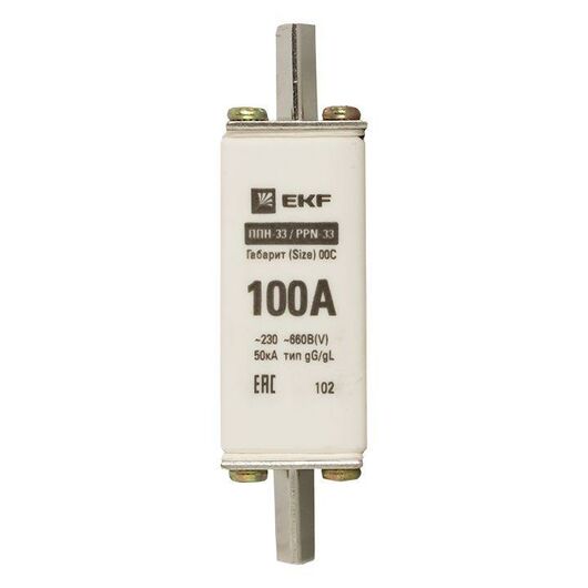 Вставка плавкая ППН-33 100/100А габарит 00С PROxima EKF fus-33/100, изображение 5 • Купить по низкой цене в интернет-магазине СМЭК