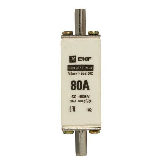 Вставка плавкая ППН-33 100/80А габарит 00С PROxima EKF fus-33/100/80 • Купить по низкой цене в интернет-магазине СМЭК