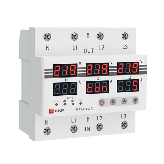 Реле напряжения и тока трехфазное с дисплеем MRVA-3 63A EKF MRVA-3-63A, изображение 3 • Купить по низкой цене в интернет-магазине СМЭК