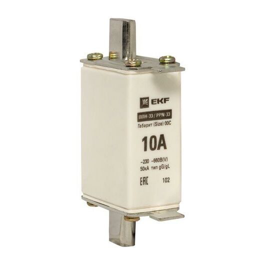 Вставка плавкая ППН-33 100/10А габарит 00C PROxima EKF fus-33/100/10, изображение 3 • Купить по низкой цене в интернет-магазине СМЭК