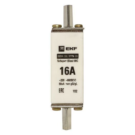 Вставка плавкая ППН-33 100/16А габарит 00C PROxima EKF fus-33/100/16 • Купить по низкой цене в интернет-магазине СМЭК
