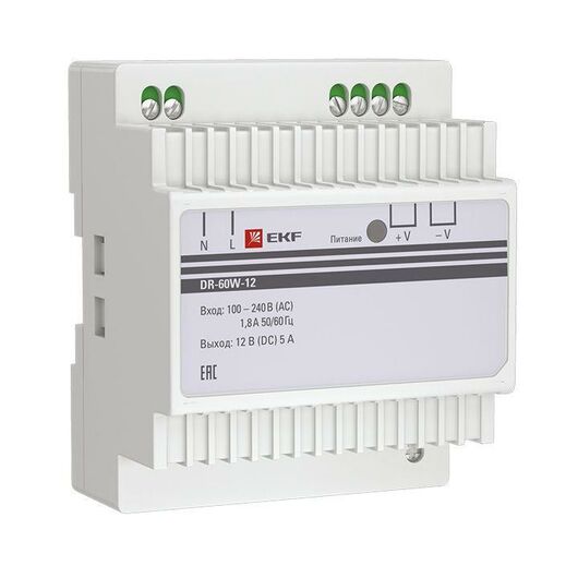Блок питания 12В DR-60W-12 PROxima EKF dr-60w-12, изображение 2 • Купить по низкой цене в интернет-магазине СМЭК
