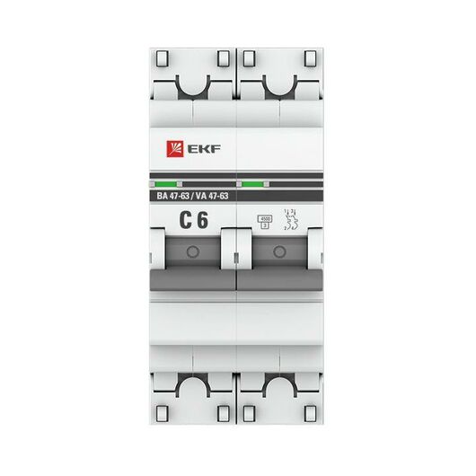 Выключатель автоматический модульный 2п C 6А 4.5кА ВА 47-63 PROxima EKF mcb4763-2-06C-pro • Купить по низкой цене в интернет-магазине СМЭК