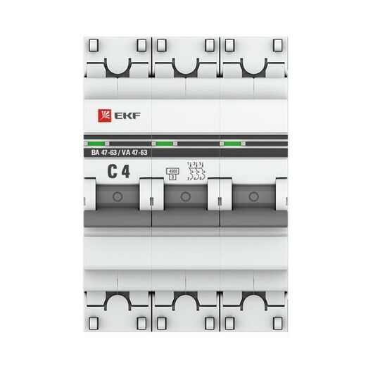 Выключатель автоматический модульный 3п C 4А 4.5кА ВА 47-63 PROxima EKF mcb4763-3-04C-pro • Купить по низкой цене в интернет-магазине СМЭК
