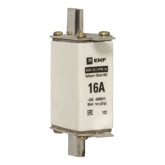 Вставка плавкая ППН-33 100/16А габарит 00C PROxima EKF fus-33/100/16, изображение 4 • Купить по низкой цене в интернет-магазине СМЭК