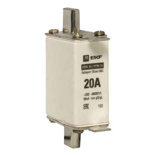 Вставка плавкая ППН-33 100/20А габарит 00C PROxima EKF fus-33/100/20, изображение 3 • Купить по низкой цене в интернет-магазине СМЭК