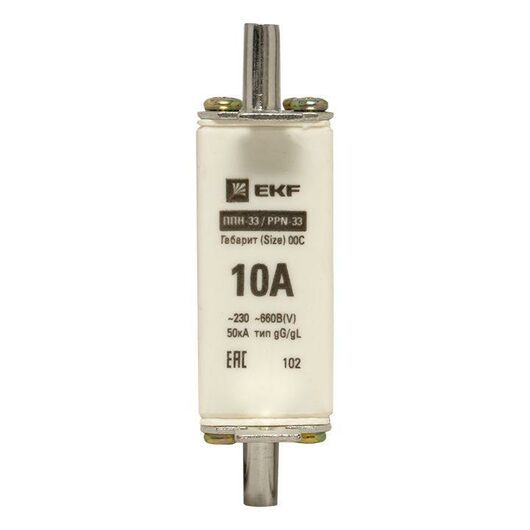 Вставка плавкая ППН-33 100/10А габарит 00C PROxima EKF fus-33/100/10, изображение 5 • Купить по низкой цене в интернет-магазине СМЭК