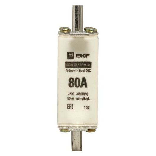 Вставка плавкая ППН-33 100/80А габарит 00С PROxima EKF fus-33/100/80, изображение 5 • Купить по низкой цене в интернет-магазине СМЭК