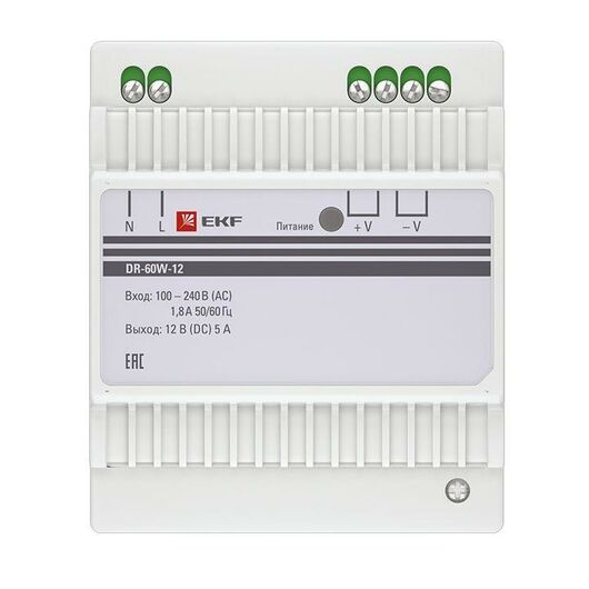 Блок питания 12В DR-60W-12 PROxima EKF dr-60w-12 • Купить по низкой цене в интернет-магазине СМЭК