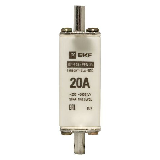 Вставка плавкая ППН-33 100/20А габарит 00C PROxima EKF fus-33/100/20 • Купить по низкой цене в интернет-магазине СМЭК