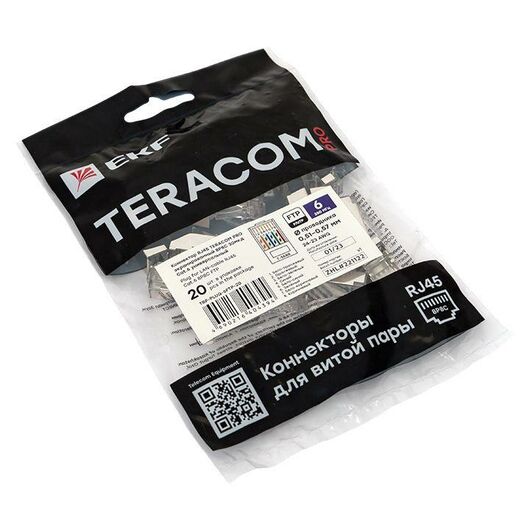 Коннектор RJ45 (8P8C) кат.6 экранир. 30мкд (уп.20шт) TERACOM PRO EKF TRP-PLUG-6FTP-20, изображение 2 • Купить по низкой цене в интернет-магазине СМЭК