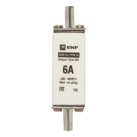 Вставка плавкая ППН-33 6А габарит 00C PROxima EKF fus-33/100/6, изображение 5 • Купить по низкой цене в интернет-магазине СМЭК