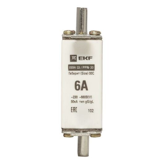 Вставка плавкая ППН-33 6А габарит 00C PROxima EKF fus-33/100/6, изображение 6 • Купить по низкой цене в интернет-магазине СМЭК