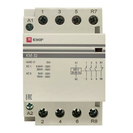 Контактор модульный КМ 32А 3NО+NC (3 мод.) EKF km-3-32-31, изображение 5 • Купить по низкой цене в интернет-магазине СМЭК