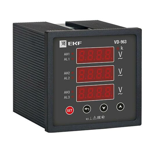 Вольтметр цифровой VD-963 на панель 96х96 трехфазный EKF vd-963 • Купить по низкой цене в интернет-магазине СМЭК
