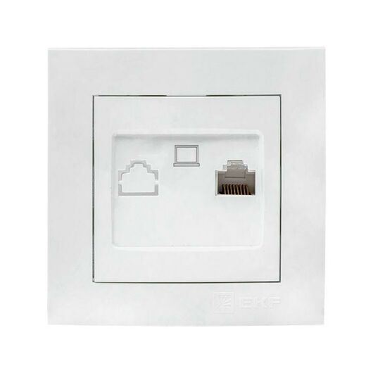 Розетка компьютерная 1-м СП Валенсия RJ45 бел. PROxima EKF EWK01-035-10, изображение 3 • Купить по низкой цене в интернет-магазине СМЭК