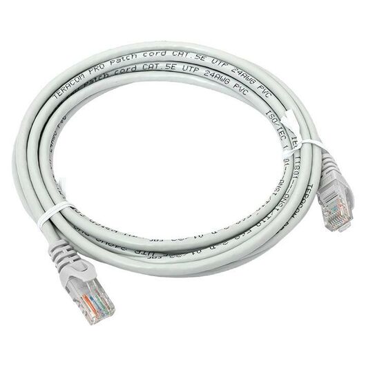 Патч-корд кат.5E UTP неэкранир. PVC 1Гбит/с 3м сер. TERACOM EKF TRC-5EUTP-PVC-3M-GY • Купить по низкой цене в интернет-магазине СМЭК