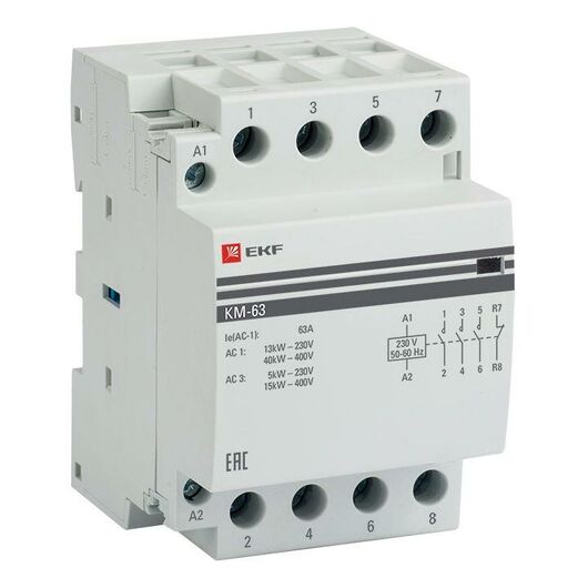 Контактор модульный КМ 63А 3NО+NC (3 мод.) EKF km-3-63-31, изображение 3 • Купить по низкой цене в интернет-магазине СМЭК