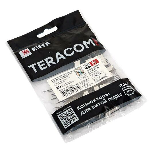 Коннектор RJ45 (8P8C) кат.5E экранир. 30мкд универс. (уп.20шт) TERACOM PRO EKF TRP-PLUG-5EFTP-20, изображение 3 • Купить по низкой цене в интернет-магазине СМЭК