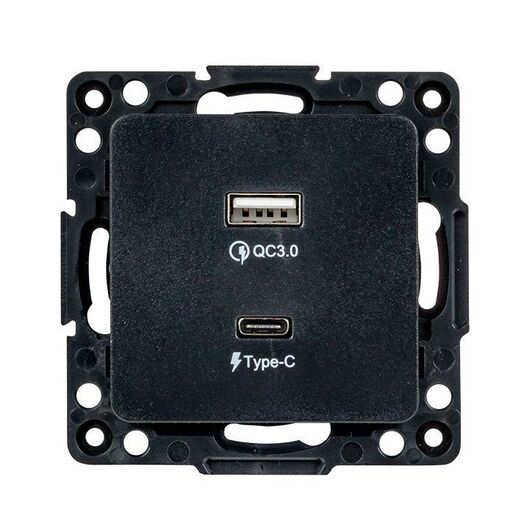 Розетка USB 2-м Стокгольм тип A+C механизм черн. PROxima EKF EZR-2USB-type-C, изображение 3 • Купить по низкой цене в интернет-магазине СМЭК