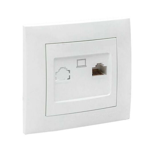 Розетка компьютерная 1-м СП Валенсия RJ45 бел. PROxima EKF EWK01-035-10, изображение 4 • Купить по низкой цене в интернет-магазине СМЭК
