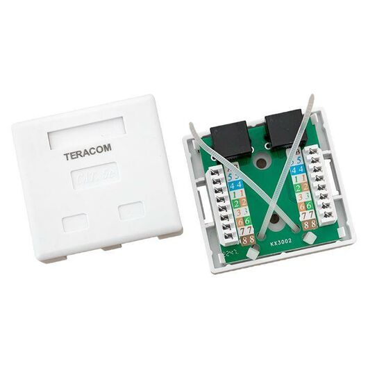 Розетка настенная TERACOM кат.5E неэкранированная 2 порта RJ-45 Dual IDC бел. EKF TRC-WBOX-2RJ45-5EUTP-WH, изображение 3 • Купить по низкой цене в интернет-магазине СМЭК