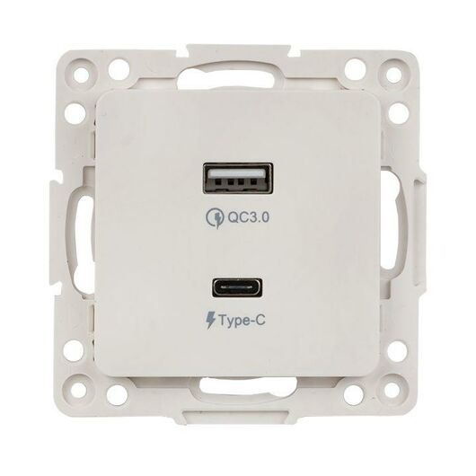 Розетка USB 2-м Стокгольм тип A+C механизм бел. PROxima EKF EYR-2USB-type-C, изображение 4 • Купить по низкой цене в интернет-магазине СМЭК