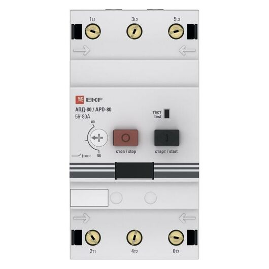 Выключатель автоматический для защиты двигателя АПД-80 56-80А EKF apd3-56-80, изображение 3 • Купить по низкой цене в интернет-магазине СМЭК