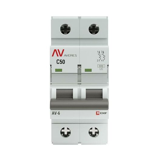 Выключатель автоматический модульный 2п C 50А 6кА AV-6 AVERES EKF mcb6-2-50C-av • Купить по низкой цене в интернет-магазине СМЭК