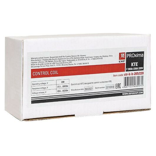 Катушка управления КТЭ F 265А-330А 220В EKF ctr-k-b-265/220 • Купить по низкой цене в интернет-магазине СМЭК