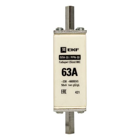 Вставка плавкая ППН-33 100/63А габарит 00C PROxima EKF fus-33/100/63 • Купить по низкой цене в интернет-магазине СМЭК