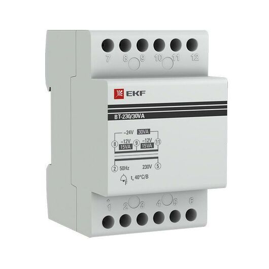 Трансформатор звонковый модульный BT-230В/12-12В 30ВА PROxima EKF bt-230/30va, изображение 4 • Купить по низкой цене в интернет-магазине СМЭК