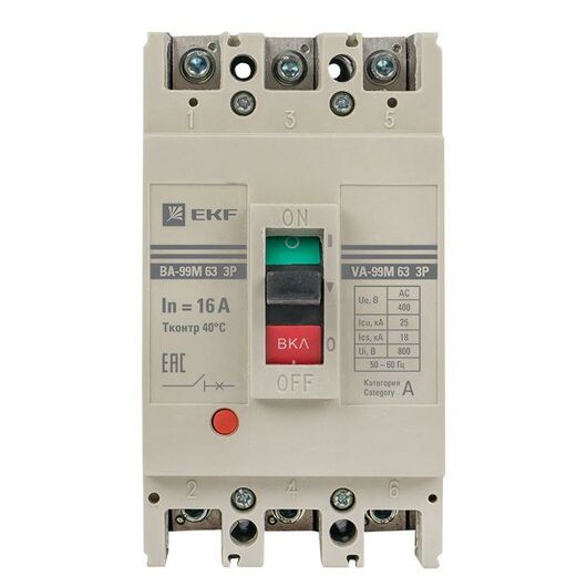 Выключатель автоматический 3п 63/16А 25кА ВА-99М PROxima EKF mccb99-63-16m, изображение 4 • Купить по низкой цене в интернет-магазине СМЭК