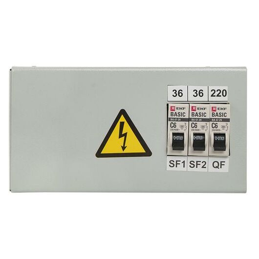Ящик с понижающим трансформатором ЯТП 0.25 220/36В (3 авт. выкл.) Basic EKF yatp0.25-220/36v-3a, изображение 3 • Купить по низкой цене в интернет-магазине СМЭК
