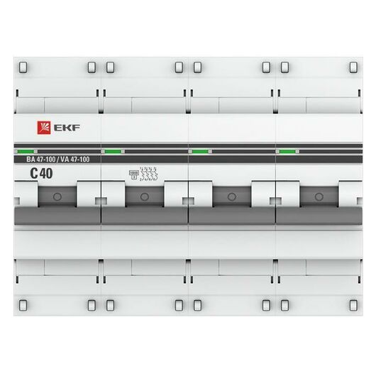 Выключатель автоматический модульный 4п C 40А 10кА ВА 47-100 PROxima EKF mcb47100-4-40C-pro • Купить по низкой цене в интернет-магазине СМЭК