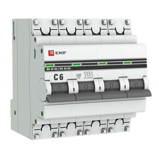 Выключатель автоматический модульный 4п C 6А 4.5кА ВА 47-63 PROxima EKF mcb4763-4-06C-pro, изображение 5 • Купить по низкой цене в интернет-магазине СМЭК
