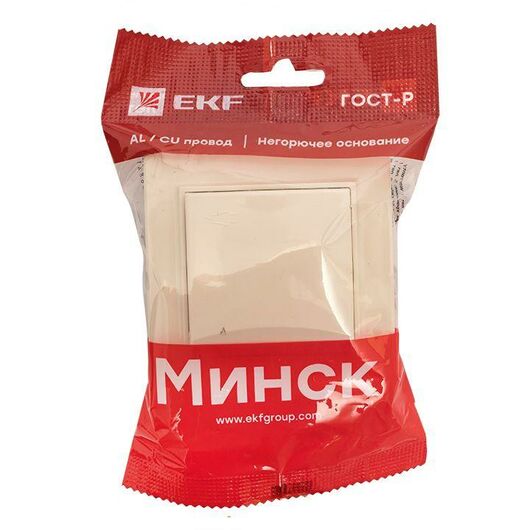 Розетка 1-м СП Минск 16А IP20 с заземл. защ. шторки с крышкой беж. EKF ERR16-029-200 • Купить по низкой цене в интернет-магазине СМЭК