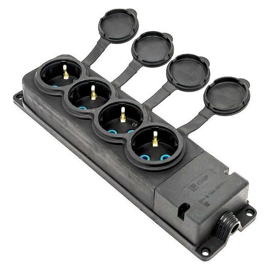 Колодка 4-м 16А IP44 2P+PE 230В с защ. крышками каучук PROxima EKF RPS-020-16-230-44-r, изображение 4 • Купить по низкой цене в интернет-магазине СМЭК