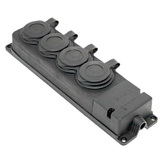 Колодка 4-м 16А IP44 2P+PE 230В с защ. крышками каучук PROxima EKF RPS-020-16-230-44-r, изображение 2 • Купить по низкой цене в интернет-магазине СМЭК