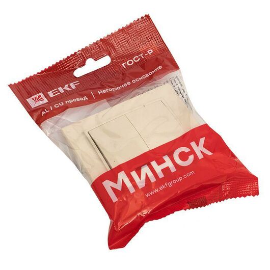 Выключатель 2-кл. СП Минск 10А IP20 с индикатором беж. EKF ERV10-123-20, изображение 4 • Купить по низкой цене в интернет-магазине СМЭК