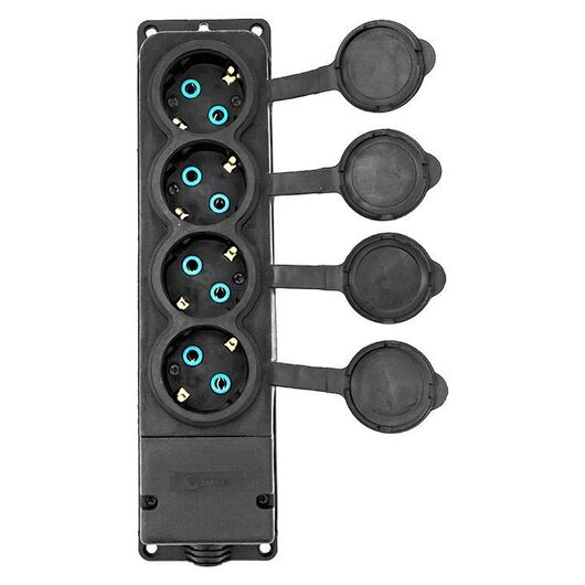 Колодка 4-м 16А IP44 2P+PE 230В с защ. крышками каучук PROxima EKF RPS-020-16-230-44-r, изображение 6 • Купить по низкой цене в интернет-магазине СМЭК
