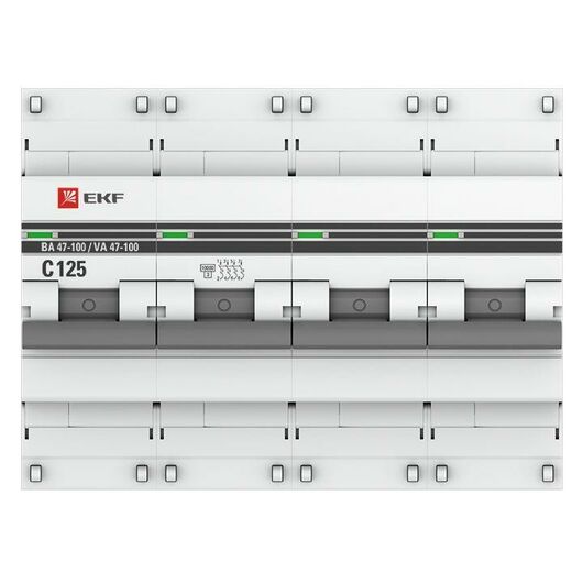 Выключатель автоматический модульный 4п C 125А 10кА ВА 47-100 PROxima EKF mcb47100-4-125C-pro • Купить по низкой цене в интернет-магазине СМЭК