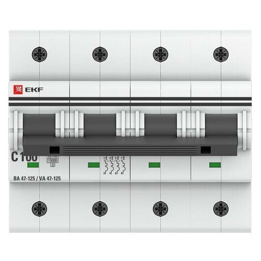 Выключатель автоматический модульный 4п C 100А 15кА ВА 47-125 PROxima EKF mcb47125-4-100C • Купить по низкой цене в интернет-магазине СМЭК