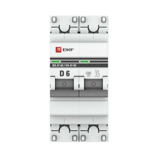 Выключатель автоматический модульный 2п D 6А 4.5кА ВА 47-63 PROxima EKF mcb4763-2-06D-pro, изображение 4 • Купить по низкой цене в интернет-магазине СМЭК