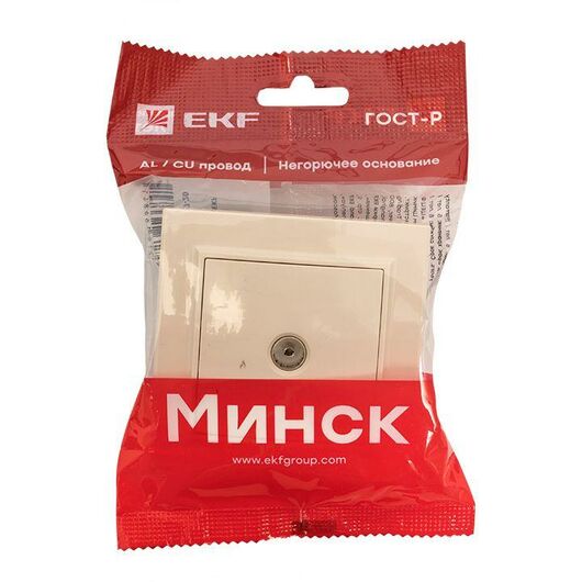 Розетка телевизионная TV 1-м СП Минск 5-862МГц 75Ом беж. EKF ERA00-027-20, изображение 4 • Купить по низкой цене в интернет-магазине СМЭК