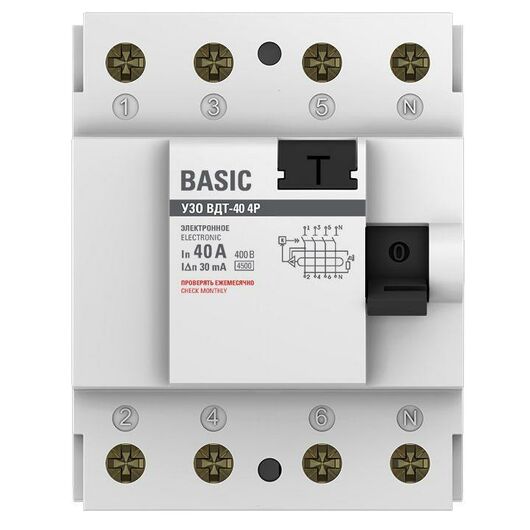 Выключатель дифференциального тока (УЗО) 4п 40А 30мА тип AC Basic электрон.EKF elcb-4-40-30e-sim • Купить по низкой цене в интернет-магазине СМЭК