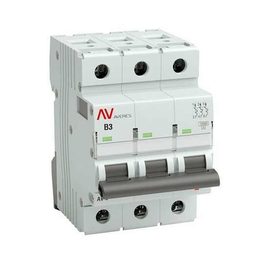 Выключатель автоматический модульный 3п B 3А 10кА AV-10 AVERES EKF mcb10-3-03B-av • Купить по низкой цене в интернет-магазине СМЭК