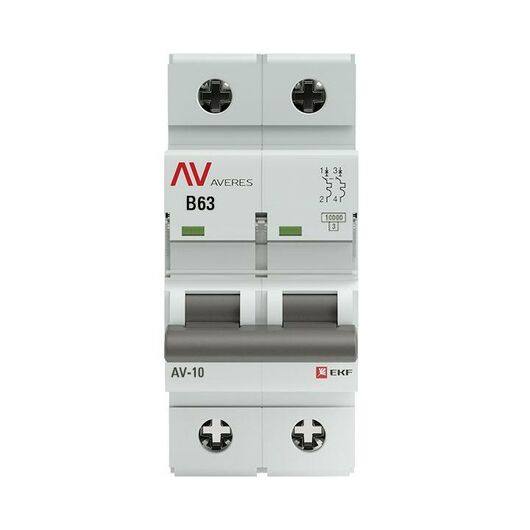 Выключатель автоматический модульный 2п B 63А 10кА AV-10 AVERES EKF mcb10-2-63B-av • Купить по низкой цене в интернет-магазине СМЭК