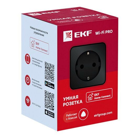 Розетка умная Wi-Fi PRO 1-м 16А IP20 черн. Connect EKF RCS-2-WF, изображение 3 • Купить по низкой цене в интернет-магазине СМЭК