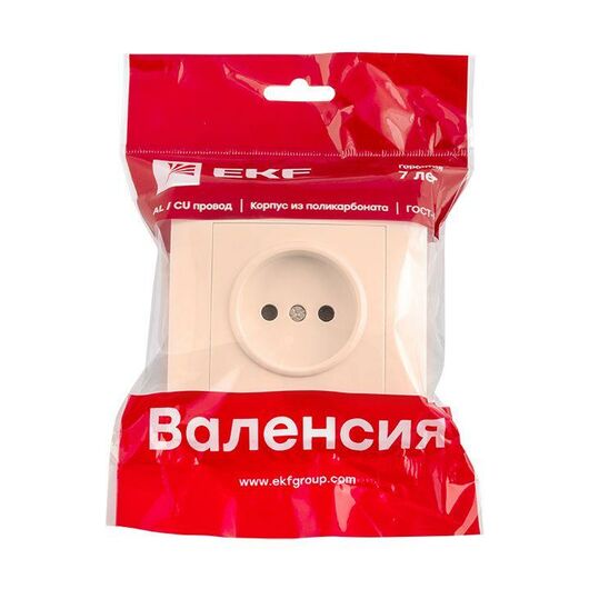 Розетка 1-м СП Валенсия 10А IP20 без заземл. защ. шторки крем. PROxima EKF EWR10-022-20, изображение 5 • Купить по низкой цене в интернет-магазине СМЭК
